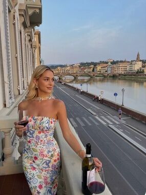 LPA White Floral-Print Halter Dress